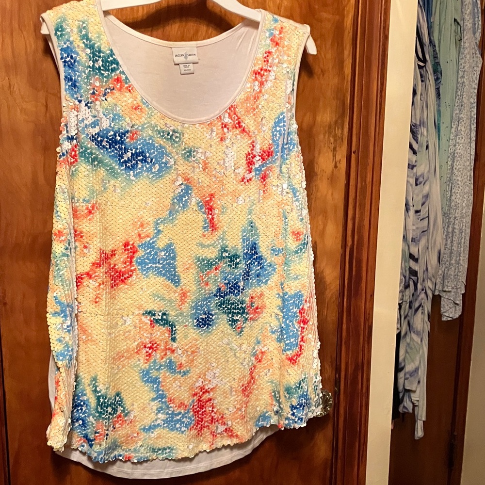 Anthropologie Multicolor Sequin Tank Top